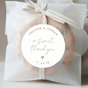 Pegatina Redonda Un dulce Gracias Boda Dorado Favor Dulce