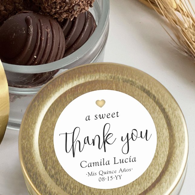 Pegatina Redonda Un dulce gracias Quinceañera 15 cumpleaños (Subido por el creador)