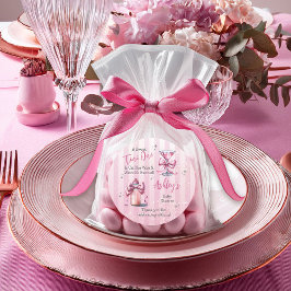 Pegatina Redonda Un dulce Tini Un Chica De Coqueta Rosa Baby Shower