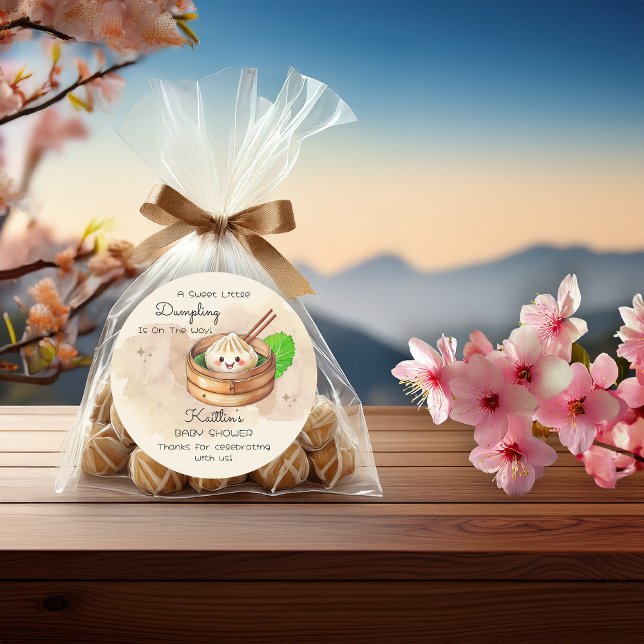 Pegatina Redonda Un dulce y pequeño asunto de Kwai Baby Shower (A Sweet Little Dumpling Kwai Theme Baby Shower Favors Round Classic Sticker)