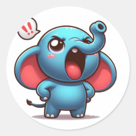 Pegatina Redonda Un elefante malcriado