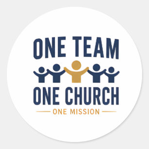 Pegatina Redonda Un Equipo Una Iglesia Una Misión Fe