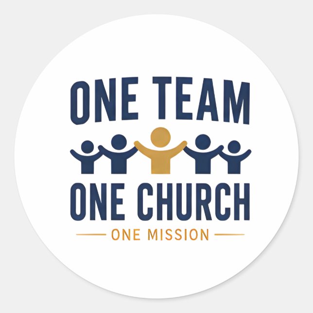 Pegatina Redonda Un Equipo Una Iglesia Una Misión Fe (Anverso)