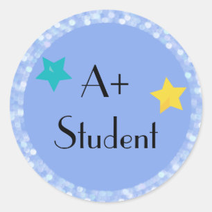 Pegatina Redonda Un estudiante+ con estrellas