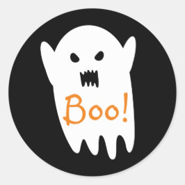 Pegatina Redonda Un fantasma adorable que dice boo