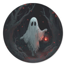 Un fantasma blanco que sostiene una linterna roja 