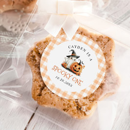 Pegatina Redonda Un fantasma de Halloween 1er cumpleaños