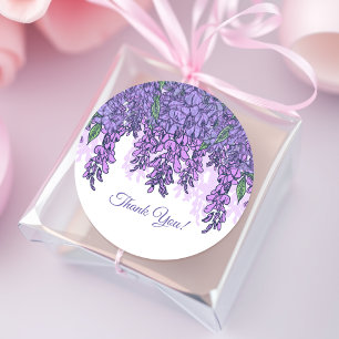 Pegatina Redonda Un Favor De La Wisteria Púrpura Gracias