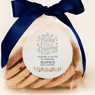 Pegatina Redonda Un Favor de Regalo de Cumpleaños de Bebé con Tema 