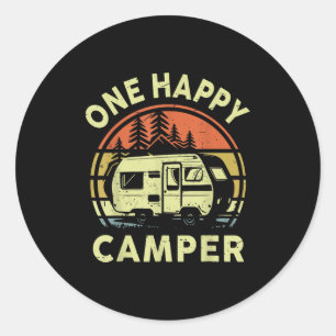 Pegatina Redonda Un feliz Camper Mom Dad Dad Funny Rv Camping Toddl