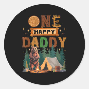 Pegatina Redonda Un Feliz Campista de Papá Cumpleaños 1 Campamento