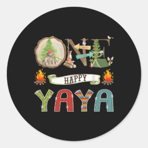 Pegatina Redonda Un Feliz Campista de Yaya cumple 1 año Oso de Camp