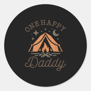 Pegatina Redonda Un feliz papá campista cumpleaños 1 camping famili