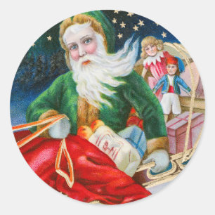Pegatina Redonda Un Feliz Papá Noel de Navidad