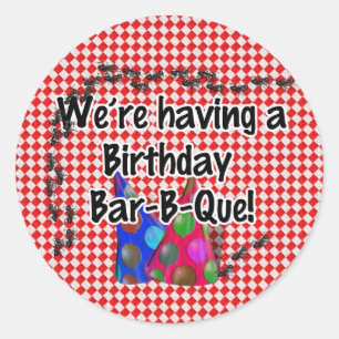 Pegatina Redonda Un Fiesta de Birthday Bar-B-Q