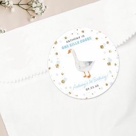 Pegatina Redonda Un Fiesta del primer cumpleaños de un chico alegre