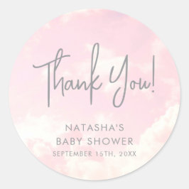 Pegatina Redonda Un fragmento del cielo nublado Baby Shower gracias