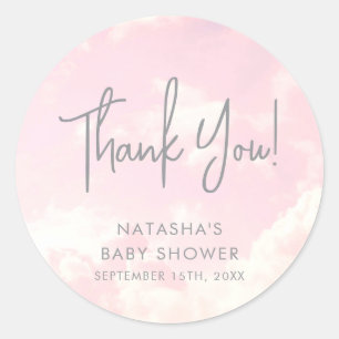 Pegatina Redonda Un fragmento del cielo nublado Baby Shower gracias