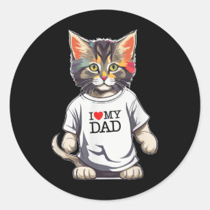 Pegatina Redonda Un Gato Amo A Mi Papá Por El Mejor Papá Gato