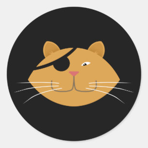 Pegatina Redonda Un gato con ojos abiertos
