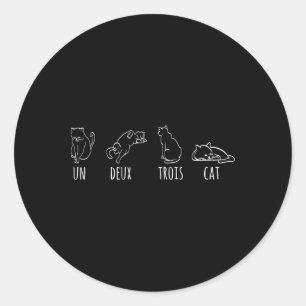 Pegatina Redonda Un gato de un deux trois francés Kitty