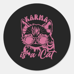 Pegatina Redonda Un Gato Gato Muy Gracioso Es Karma