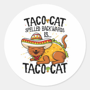 Pegatina Redonda Un gato gracioso Fiesta Cinco De Mayo