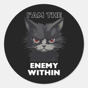 Pegatina Redonda Un gato gracioso que Trump bebe vota graciosamente