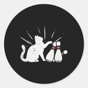 Pegatina Redonda Un gato que da vueltas a los bolicines Chicas de b