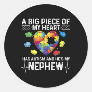 Pegatina Redonda Un gran artículo que mi corazón tiene autismo y es