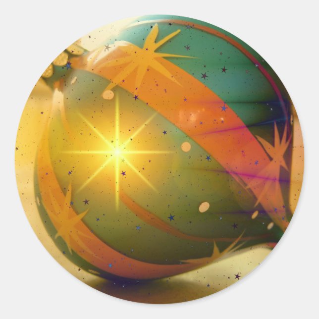 Pegatina Redonda Un gran y brillante ornamento navideño (Anverso)