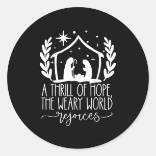 Pegatina Redonda Un Grito De Esperanza Natividad Cristiana Merry Ch