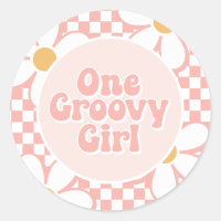 Un Groovy chica Pink Daisy Checker