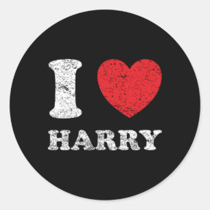 Pegatina Redonda Un Grunge desgastado estilo que amo a Harry