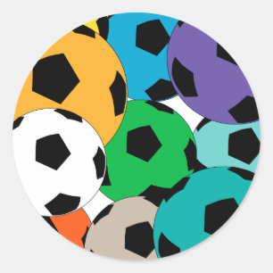 Pegatina Redonda Un grupo de pelotas de fútbol