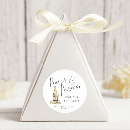 Pegatina Redonda Un guión moderno perlas Prosecco Hen Party gracias