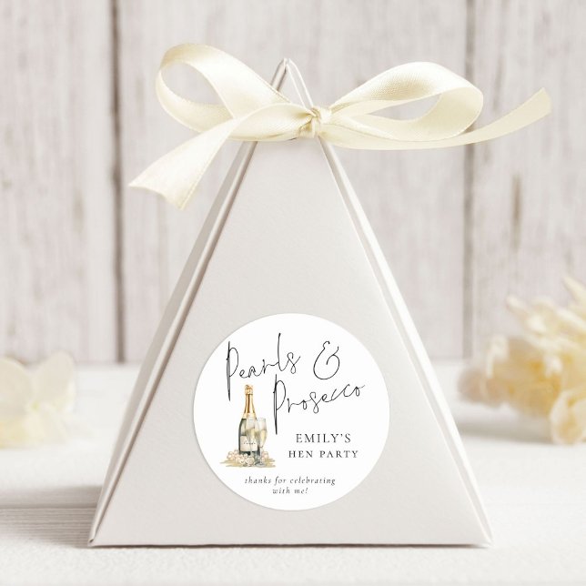Pegatina Redonda Un guión moderno perlas Prosecco Hen Party gracias (Subido por el creador)