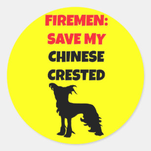 Pegatina Redonda Un hombre de fuego salva mi cresta china
