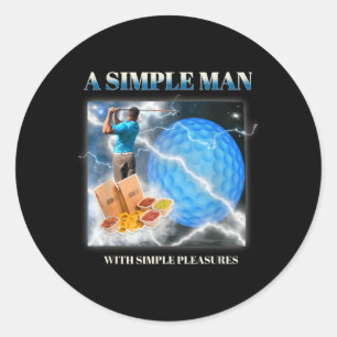 Pegatina Redonda Un hombre simple con mentes de golf simples y dive