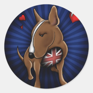 Pegatina Redonda Un Ilustracion inglés terrier bull terrier caprich
