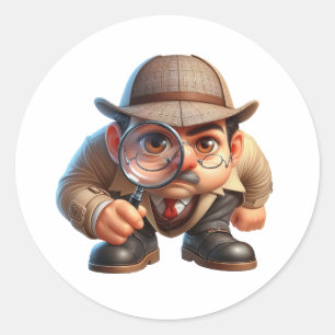 Pegatina Redonda Un investigador privado que busca pistas