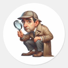 Pegatina Redonda Un investigador privado que busca pistas