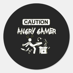 Pegatina Redonda Un juego divertido de videojuegos enojado