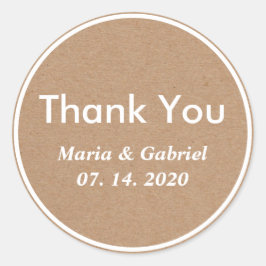 Pegatina Redonda Un Kraft Rústico Sencillo Y Elegante. Tarjetas de