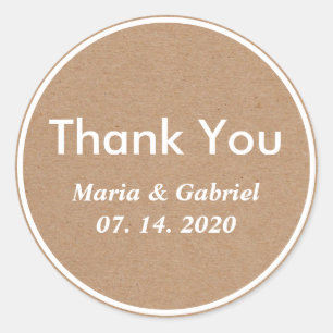 Pegatina Redonda Un Kraft Rústico Sencillo Y Elegante. Tarjetas de