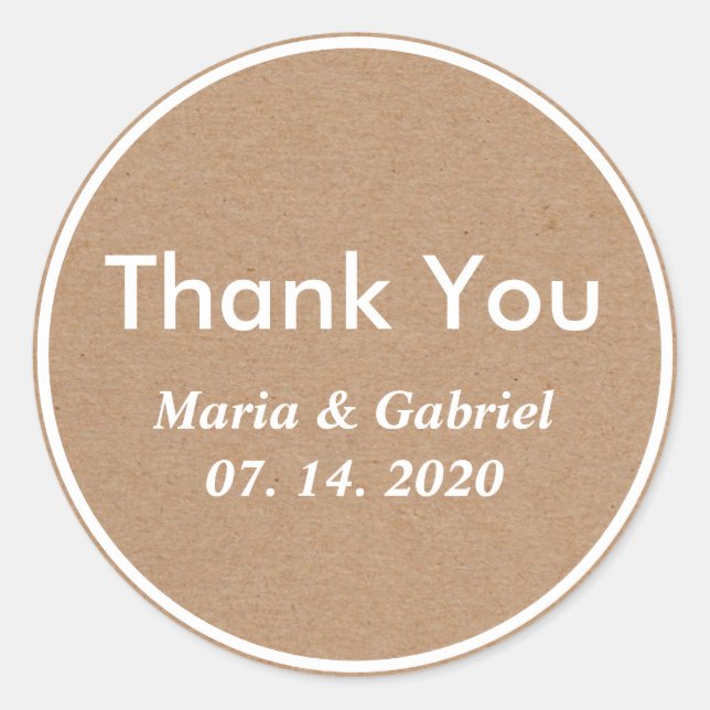 Pegatina Redonda Un Kraft Rústico Sencillo Y Elegante. Tarjetas de  (Anverso)