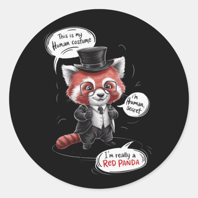 Pegatina Redonda Un lindo panda rojo (Anverso)