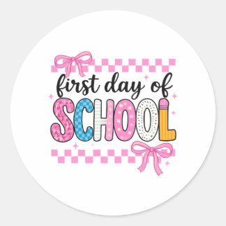 Pegatina Redonda Un lindo primer día de diseño escolar