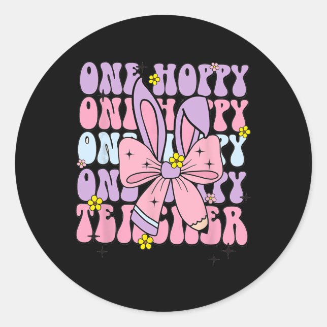 Pegatina Redonda Un maestro amamantador retro conejito aprendiz de  (Anverso)