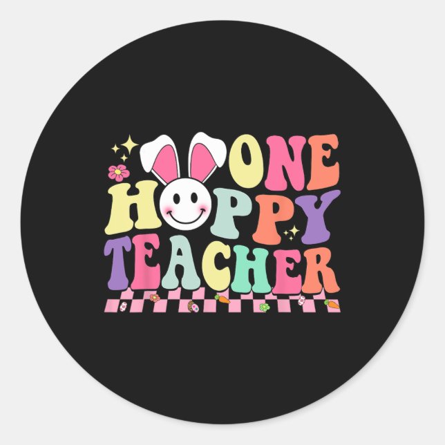 Pegatina Redonda Un maestro amamantador té de Pascua en conejo cone (Anverso)